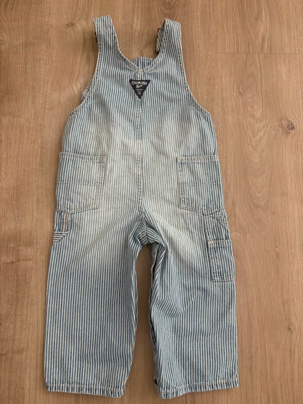Children’s Striped Denim Overalls - Light Blue - Picture 6 of 7